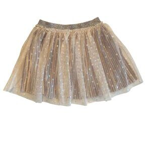 Cat & Jack | Kids Girl Cream & Gold Shimmer Overlay Tulle Tutu Skirt Size XS